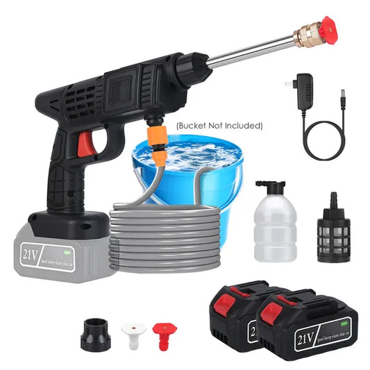 Cordless Pressure Washer Portable Electric Power Washer High Pressure Water Sprayer 400PSI Car Washer Cleaner With Nozzle Foam Bottle Filter 1200mAh 21V Battery And Charger